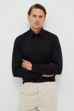 Košulja Drykorn za muškarce, boja: crna, regular, s klasičnim ovratnikom
