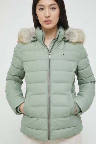 Пуховая куртка Tommy Jeans женская цвет зелёный зимняя