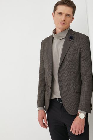 Пиджак с примесью шерсти Tommy Hilfiger мужская цвет коричневый