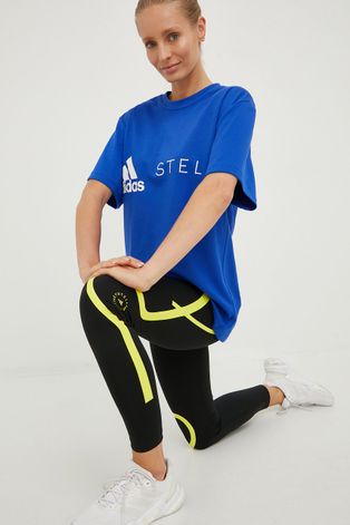 Tajice za trčanje adidas by Stella McCartney za žene, boja: crna, s tiskom