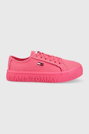 Ниски кецове Tommy Jeans Flatform в розово