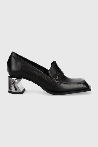 Шкіряні туфлі Karl Lagerfeld K-blok колір чорний каблук блок