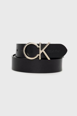 Calvin Klein pasek skórzany damski kolor czarny