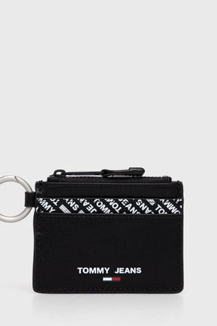 Кожен портфейл Tommy Jeans мъжки в черно