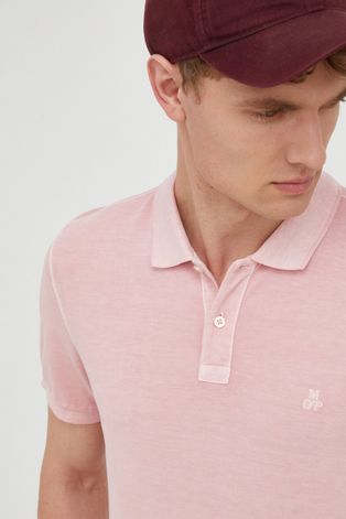 Pamučna polo majica Marc O'Polo boja: ružičasta, jednobojni model