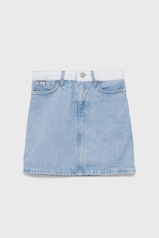 Дънкова пола Calvin Klein Jeans къс модел със стандартна кройка