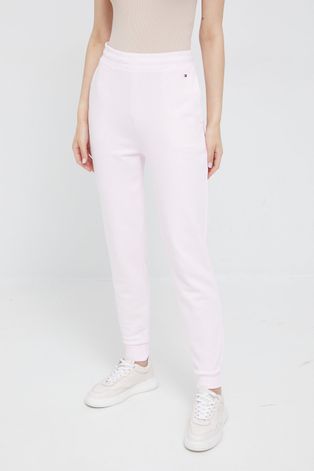 Хлопковые спортивные штаны Tommy Hilfiger женские цвет розовый однотонные