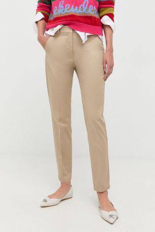 Kalhoty Weekend Max Mara dámské, béžová barva, fason cargo, medium waist