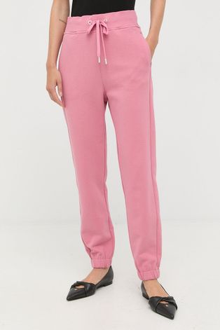 Памучен спортен панталон Weekend Max Mara в розово с изчистен дизайн