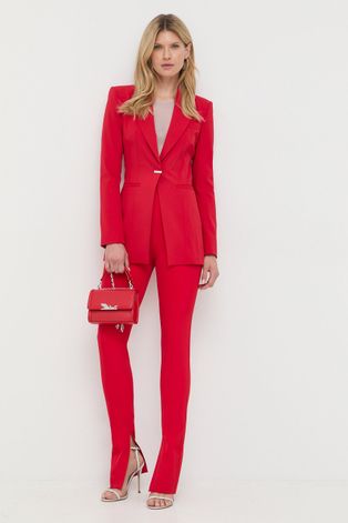 Kalhoty Patrizia Pepe dámské, červená barva, přiléhavé, high waist