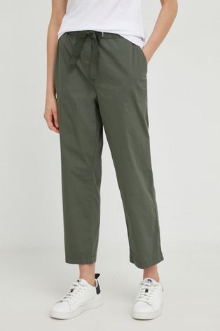 Kalhoty Marc O'Polo dámské, zelená barva, jednoduché, high waist