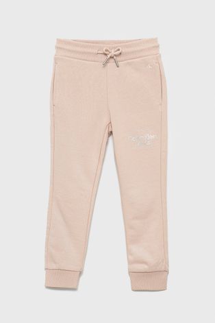 Παιδικό βαμβακερό παντελόνι Calvin Klein Jeans χρώμα: ροζ