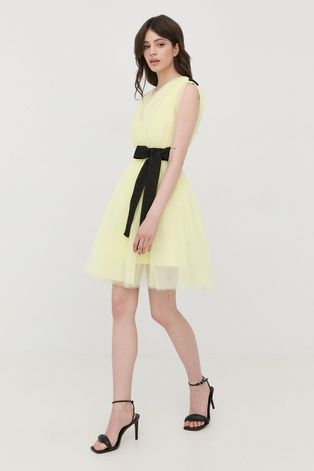 Pinko sukienka kolor żółty mini rozkloszowana