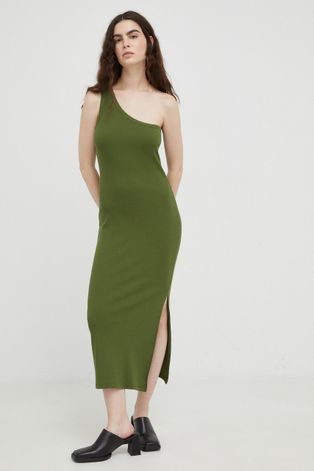 Платье Gestuz цвет зелёный midi прямое