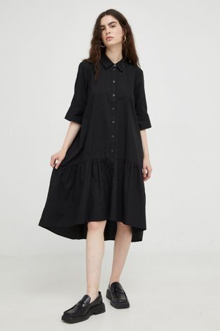 Βαμβακερό φόρεμα Gestuz χρώμα: μαύρο