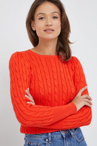 Lauren Ralph Lauren pamut pulóver könnyű, női, narancssárga