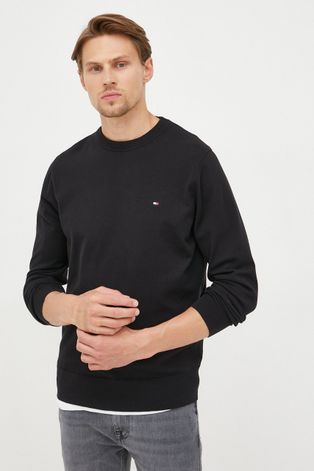 Пуловер Tommy Hilfiger мъжки в черно от лека материя