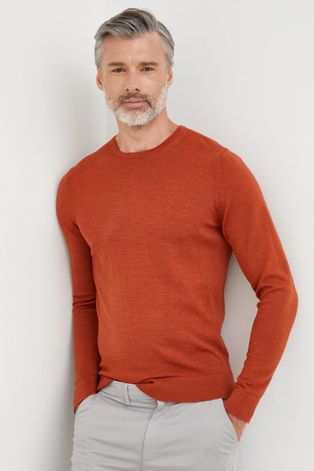 Calvin Klein gyapjú pulóver férfi, narancssárga