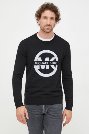 Памучен пуловер Michael Kors мъжки в черно от лека материя