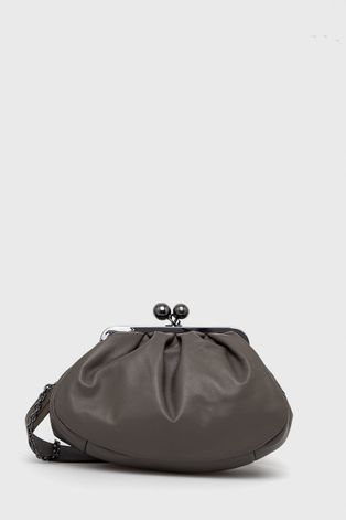 Δερμάτινη τσάντα συμπλέκτη Weekend Max Mara χρώμα: καφέ