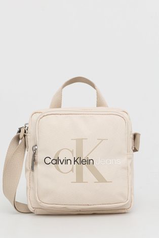Чанта през рамо Calvin Klein Jeans в бежово