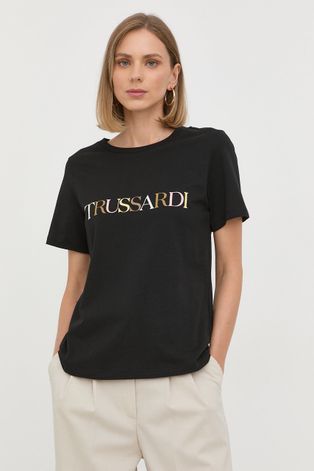 Trussardi t-shirt bawełniany kolor czarny
