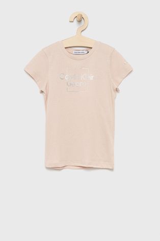 Calvin Klein Jeans gyerek pamut póló rózsaszín