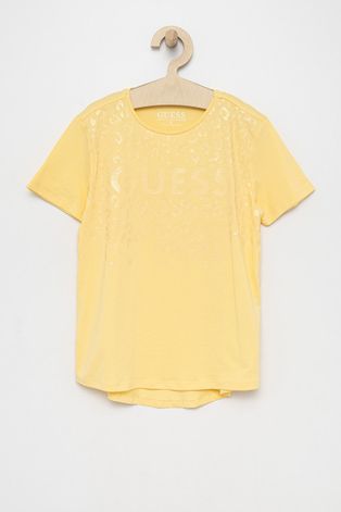 Guess t-shirt dziecięcy kolor żółty