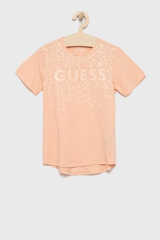 Παιδικό μπλουζάκι Guess χρώμα: πορτοκαλί