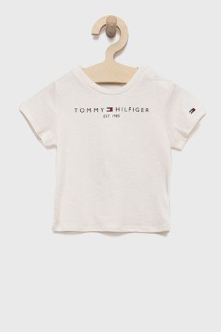 Дитяча бавовняна футболка Tommy Hilfiger колір бежевий