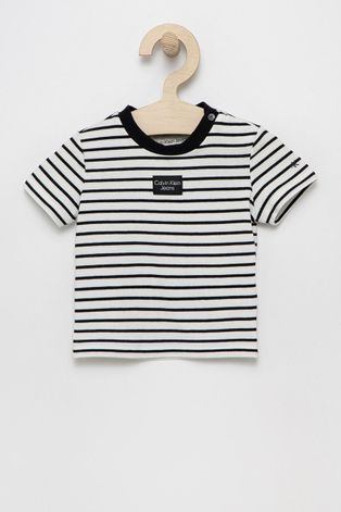 Calvin Klein Jeans t-shirt dziecięcy kolor czarny z aplikacją