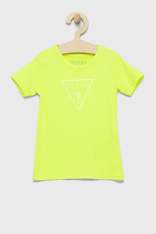 Дитяча бавовняна футболка Guess колір жовтий однотонний