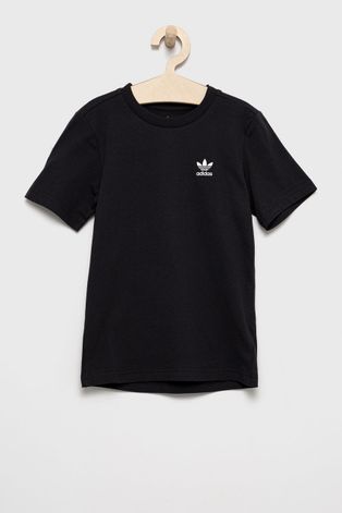 Дитяча бавовняна футболка adidas Originals колір чорний однотонний