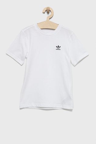 Дитяча бавовняна футболка adidas Originals колір білий однотонний