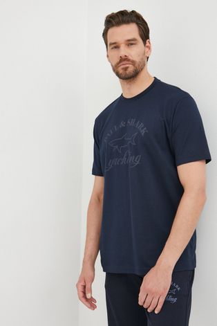 Paul&Shark t-shirt bawełniany kolor granatowy z nadrukiem