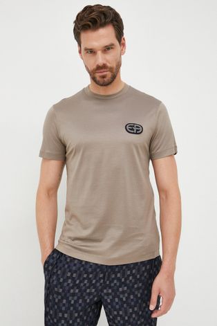 Тениска Emporio Armani в бежово с апликация