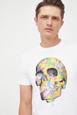 Βαμβακερό μπλουζάκι PS Paul Smith χρώμα: άσπρο