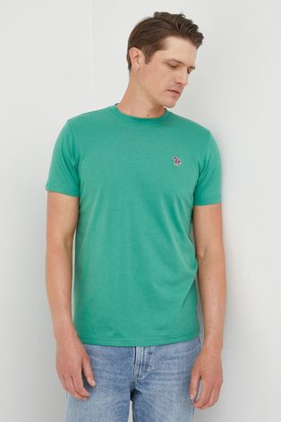 Памучна тениска PS Paul Smith в зелено с изчистен дизайн