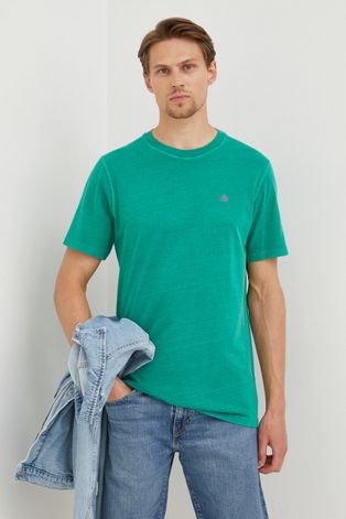 Scotch & Soda t-shirt bawełniany kolor zielony gładki