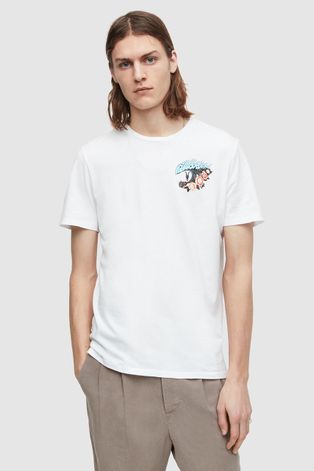 AllSaints t-shirt bawełniany kolor biały z nadrukiem