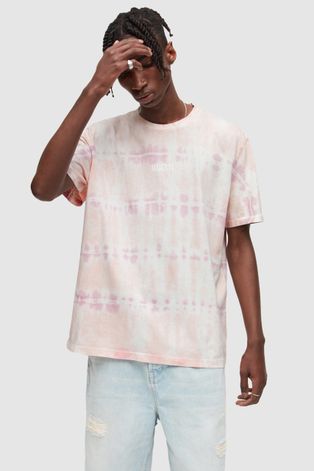 AllSaints t-shirt bawełniany kolor różowy wzorzysty