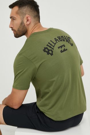 Бавовняна футболка Billabong колір зелений з принтом