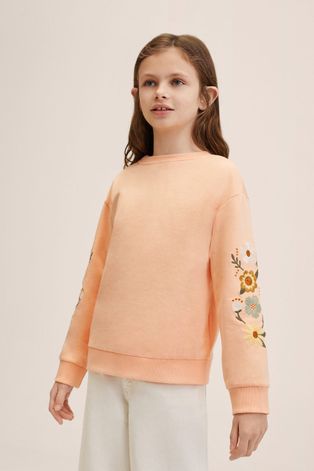 Mango Kids bluza bawełniana dziecięca Isabel kolor pomarańczowy z aplikacją