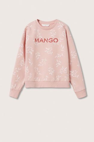 Dětská bavlněná mikina Mango Kids růžová barva, vzorovaná