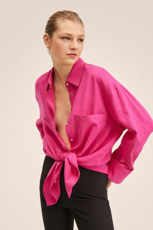 Рубашка Mango Work женская цвет розовый relaxed классический воротник