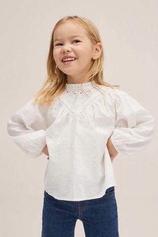Детска памучна риза Mango Kids в бяло