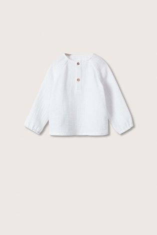 Детска памучна блуза Mango Kids в бяло
