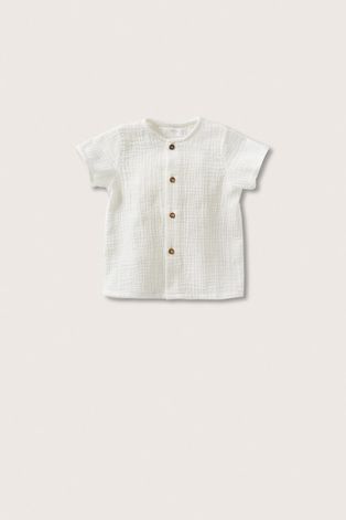 Дитяча бавовняна сорочка Mango Kids Simon колір білий