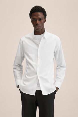 Рубашка Mango Man мужская цвет белый slim классический воротник