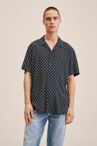 Риза Mango Man Vagos мъжка в тъмносиньо със стандартна кройка
